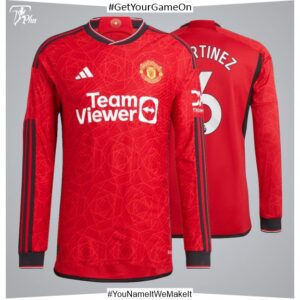 Manchester United adidas Home Authentic Shirt 2023-24 - Long Sleeve with Martinez 6 Printing